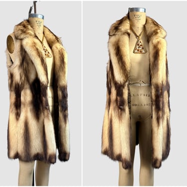 FUR REAL Vintage 70s Marvin Richards Stone Marten Vest | 1970s Medium Length Jacket Coat Layer | 80s 1980s Glam Boho | Small Medium Large 