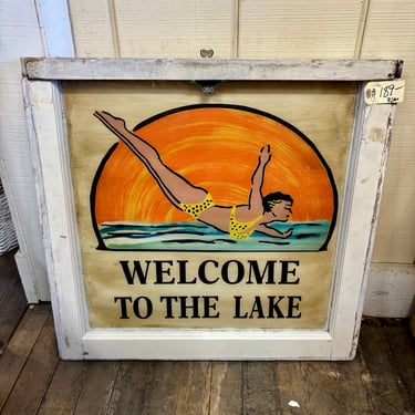 "Welcome to the Lake" Painted Window