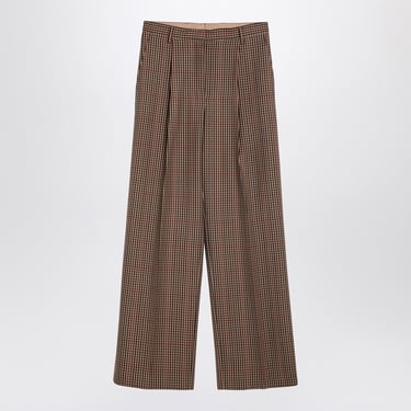 Dries Van Noten Check Wool Palazzo Trousers Women