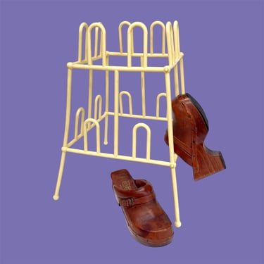 Vintage YAFFA Shoe Rack Retro 1980s Contemporary + Basic Line + Butter Yellow + Holds 8 Pairs + Storage and Organization + Modern Home Decor 