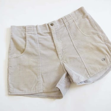 Vintage 80s OP Corduroy Shorts 36 Large - 1980s Ocean Pacific Light Beige Cord Unisex Shorts - Condition Issues 