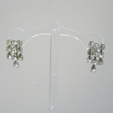 1960s Clear Rhinestone Clip Earrings 