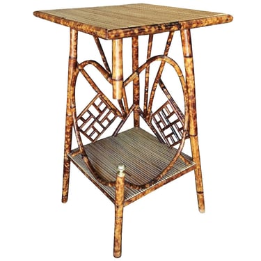Restored Vintage Aesthetic Movement Tiger Bamboo Pedestal Side Table 