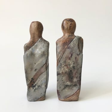 Pair of Vintage Handmade Pottery Figures 
