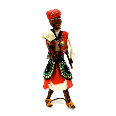 VINTAGE: Morocco Leather Man Figurine -  Turkish leather Doll - Leather Doll - Collectable Doll - 10" - SKU 25-C3-00008886 