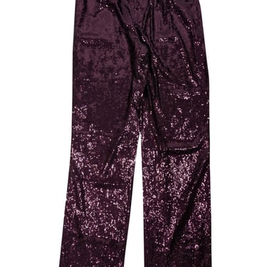 Lapointe - Dark Mulberry Sequin Straight Leg Trousers Sz 6