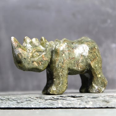 Hand Carved Stone Rhinoceros | Collectible Stone Figurine | Carved Stone Rhino | Bixley Shop 