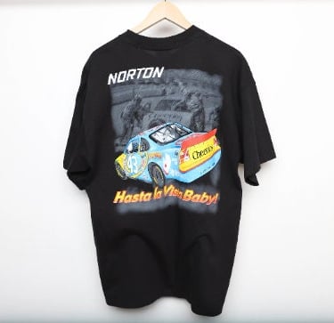 vintage RICHARD PETTY norton CHEERIOS hasta la vista baby 1990s y2k nascar racing black oversize vintage t-shirt 