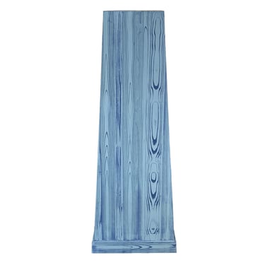 Hand-Painted Square Pedestal in Blue Faux Bois