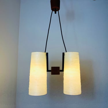 Scandinavian Teak Hanging Lamp Ceiling fixture Plexiglass & Teak Mid Century 60s 