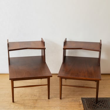 Pair of Walnut Two-Tier Side Tables