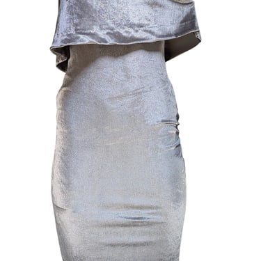Likely - Silver Velvet Strapless Flounce Bodice Dress Sz 0