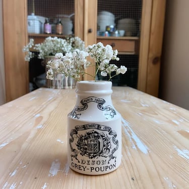 Beautiful vintage French Dijon mustard jar from a famous maker Sarreguemines 