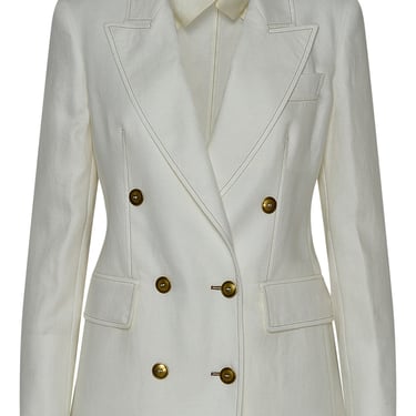 Max Mara Donna White Linen Verace Blazer Jacket