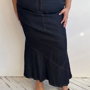 Vintage - Stretch Dark Denim Long Skirt (2X)