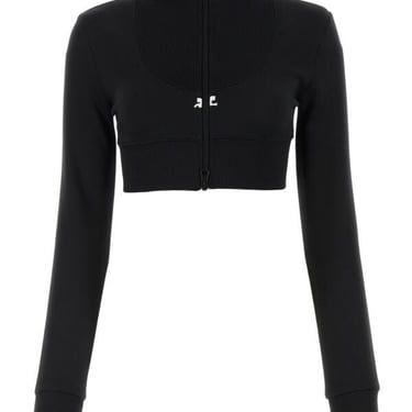 Courreges Woman Black Polyester Sweatshirt