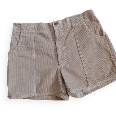 vintage shorts / corduroy shorts / 1990s tan elastic waist OP style corduroy shorts Large 