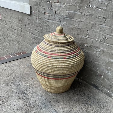 Striped Basket with Lid