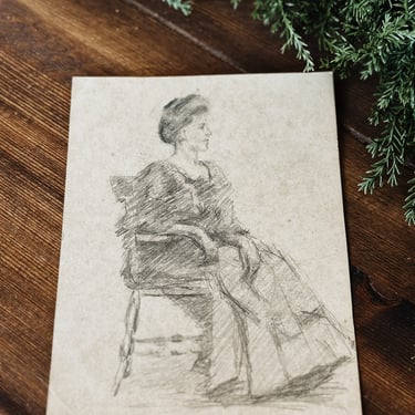 Antique Sketch - Portrait of Woman c.1902, G.A. Gruman 