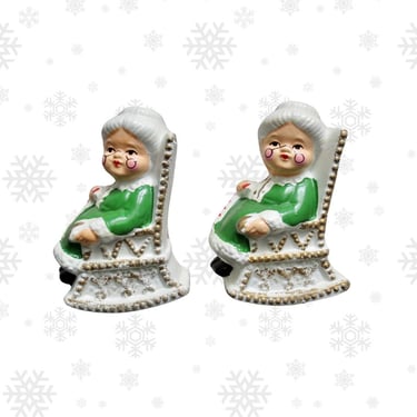 Vintage Mrs. Claus Salt or Pepper Shaker - Retro Christmas Rocking Chair Santa Decor - 1950s 1960s Era - Made in Japan 