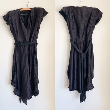 Vintage 1940s Black Satin Dress / XS (AS IS) 