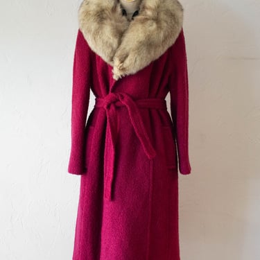 Vintage 90s Lane Bryant Cranberry Wool Coat L