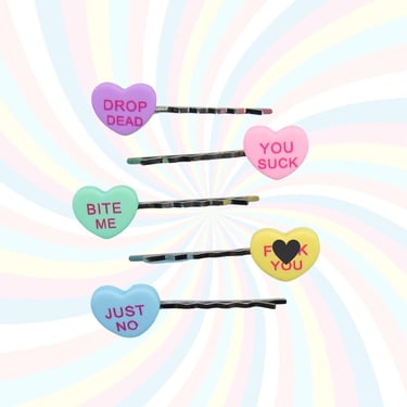 Sassy Hair Clip Adult Candy Heart Barrette F*ck You Accessory 