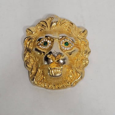 Vintage Lions Head Brooch - Pauline Rader Figural Pin Signed 