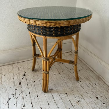 Super Cute Navy Wicker/Rattan Side Table