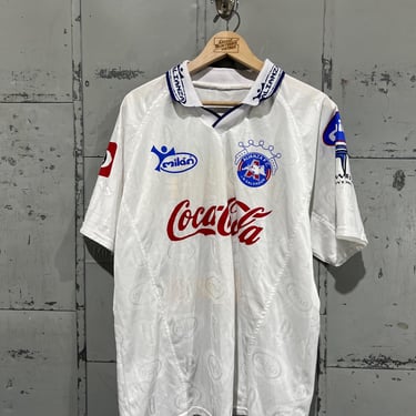 XL 90s Milan alianza coca cola soccer football white Jersey  1989s XLARGE salvador 