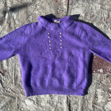 50’s vintage purple angora blend collared sweater 