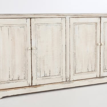 Light Distressed White Wash Finish Sideboard Buffet Media Console by Terra Nova Designs Los Angeles 