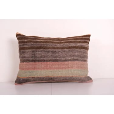 Vintage Hemp Turkish Kilim Pillow, Vintage Natural Turkish | 16&quot; x 24&quot;