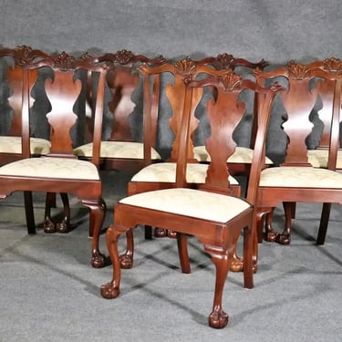 Fantastic Set of 8 Solid Mahogany Henkel Harris Chippendale Dining Chairs