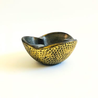 Mid Century Textured Brass Ashtray 