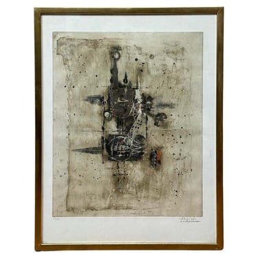 "Metallurgic Symphony" Beige and Grey Abstract by Johnny Friedlander