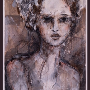 Expressive Portrait of a Woman - Female Portrait - Contemporary Style - One of a Kind - Expressive Watercolors - 12x16 - Ready to Frame 