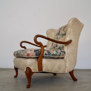 Antique Hollywood Regency Wingback Lounge Chair 