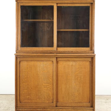 Antique 1910s Danner Furniture Tiger Oak & Glass Modular Bookcase