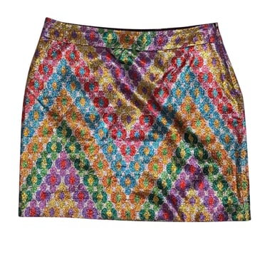 Missoni - Silver Metallic w/ Multi Color Print Mini Skirt Sz S