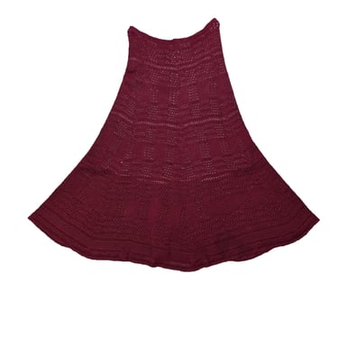 Oscar de la Renta - Dark Red Crochet Knit Skirt Sz S