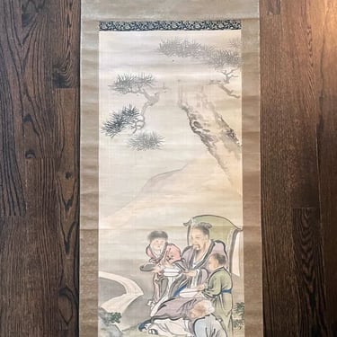 Japanese Silk Scroll of Haruki Nanmei Edo Period