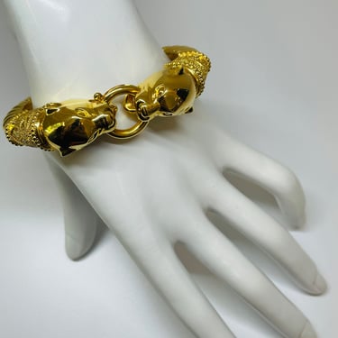 Joan Rivers Gold Double Cat Head Bracelet