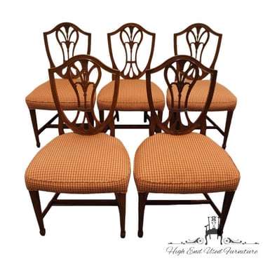 VINTAGE ANTIQUE Set of 5 Solid Mahogany Traditional Duncan Phyfe Style Shield Back Dining Side Chairs 