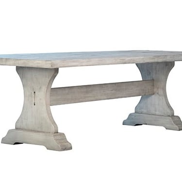 MONTHLY SPECIAL!  96” Beautiful Large Solid Recl. Pine Wood Antique White Wash Finish Dining Table  from Terra Nova Furniture Los Angeles 