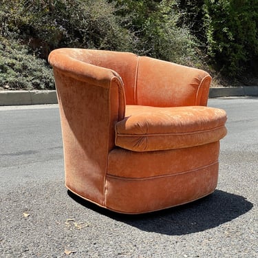 Mid-Century Milo Baughman Orange Swivel Chair - In Corduroy 