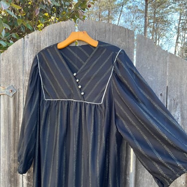 VTG 70s Black/Silver Muumuu Dress 