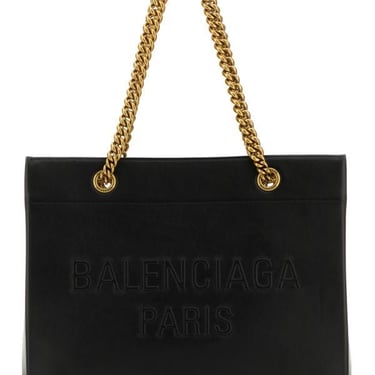 Balenciaga Woman Black Leather Medium Duty Free Shopping Bag