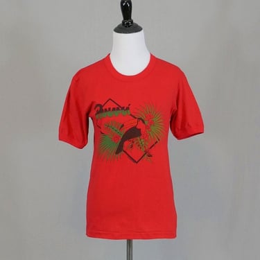 80s Graphic Tee - 1985 Panama Toucan T-shirt - Red Green Black - Vintage 1980s Tourist Top - S 