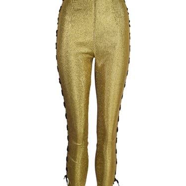 Jean Paul Gaultier Vintage Junior Gaultier SS 1989 Metallic Gold Lace Up Side High Waist Pants